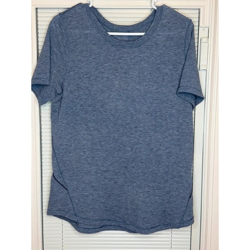 Lululemon Part Ways Short Sleeve Blue Split Back Running Top